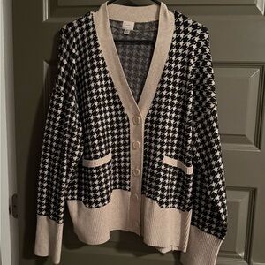 Target Black & Cream Houndstooth Button Cardigan